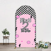 Lofaris Plaid Bad 2 The Bone Pink Birthday Arch Backdrop